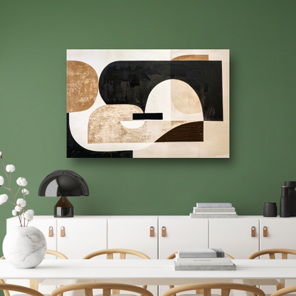Abstracte Harmonie in Zwart, Beige en Goud poster