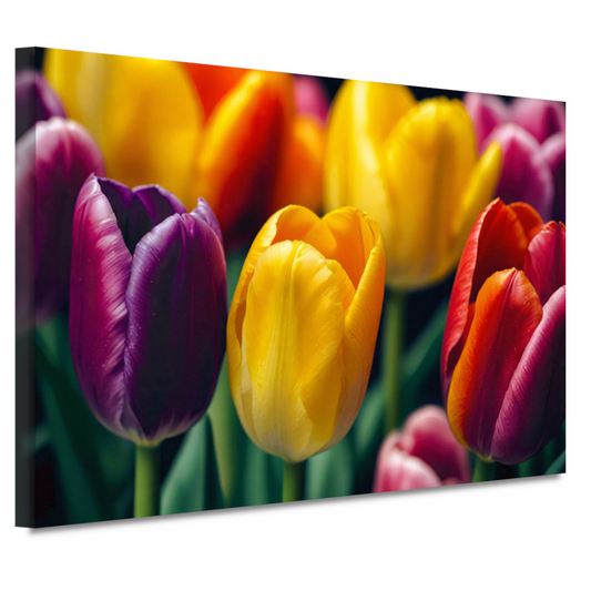 Vernieuwende Lente met Kleurrijke Tulpen canvas