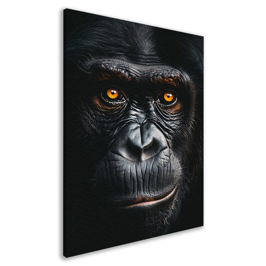 Indringend portret van een aap met intense blik canvas