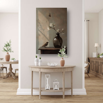 Stilleven met Vogel en Witte Bloesem acrylglas