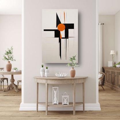 Zwart-Wit en Oranje Abstract Design poster