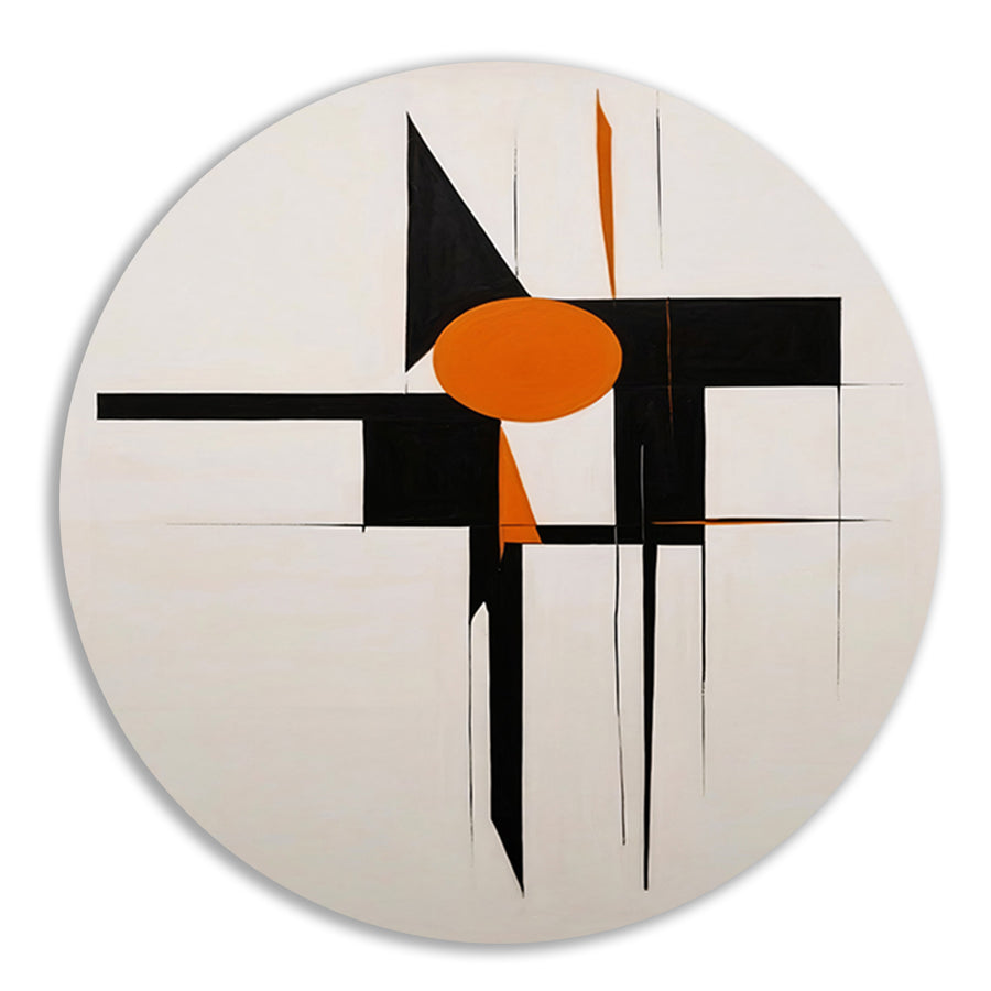 Zwart-Wit en Oranje Abstract Design forex muurcirkel