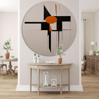 Zwart-Wit en Oranje Abstract Design aluminium muurcirkel