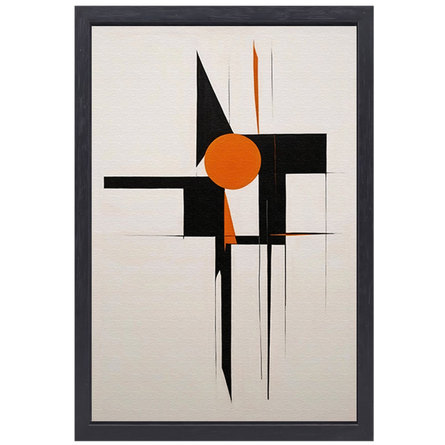 Zwart-Wit en Oranje Abstract Design canvas met baklijst