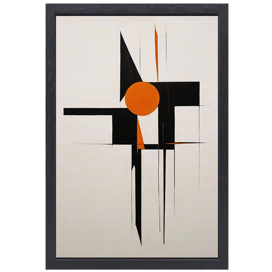 Zwart-Wit en Oranje Abstract Design canvas met baklijst