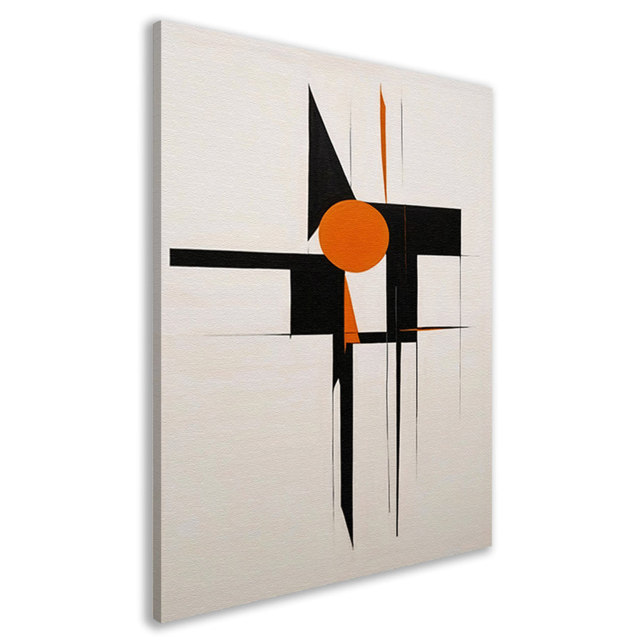 Zwart-Wit en Oranje Abstract Design canvas