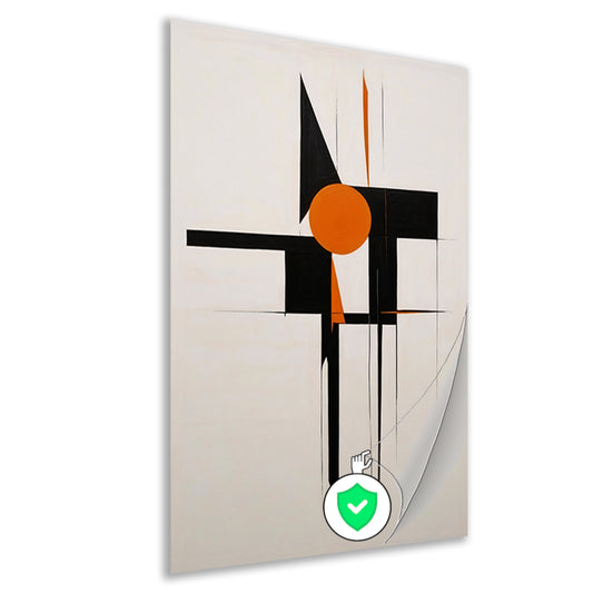 Zwart-Wit en Oranje Abstract Design poster