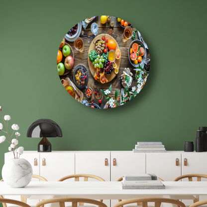 Stilleven met fruit aluminium muurcirkel