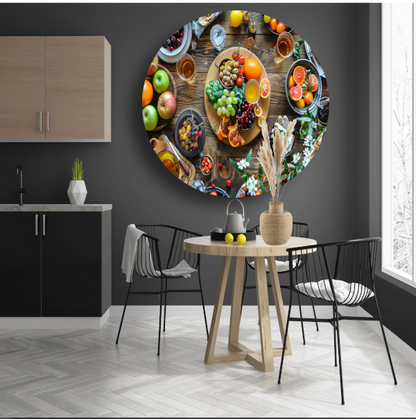 Stilleven met fruit aluminium muurcirkel