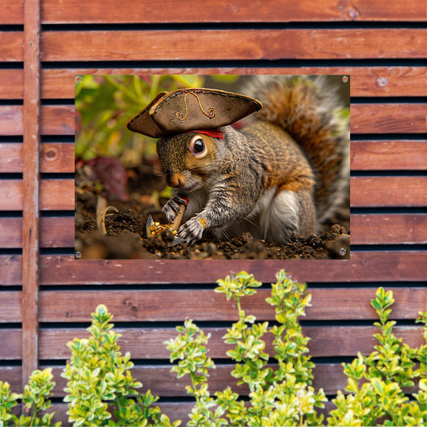 Eekhoorn piraat met schatjacht tuinposter