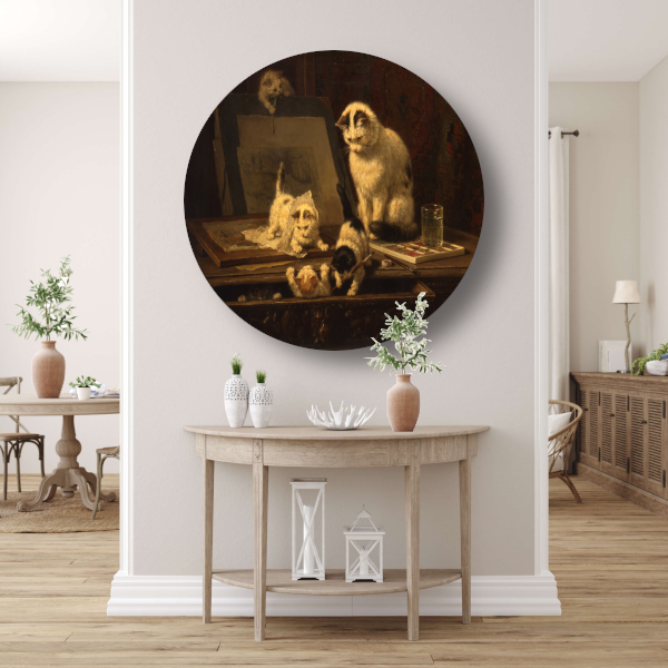 De tekenaars - Henriëtte Ronner-Knip aluminium muurcirkel