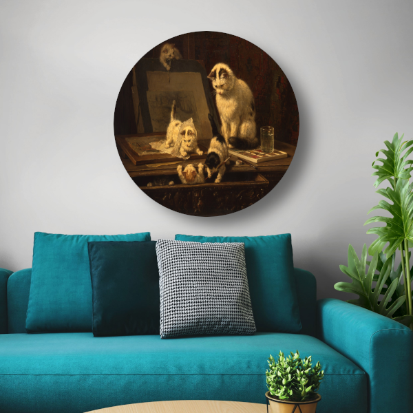 De tekenaars - Henriëtte Ronner-Knip aluminium muurcirkel