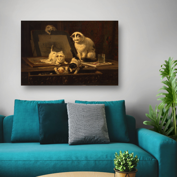 De tekenaars - Henriëtte Ronner-Knip canvas met baklijst