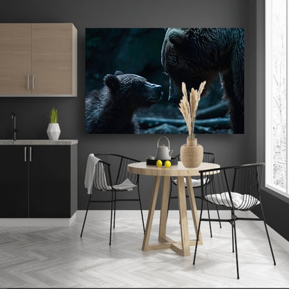 Moederbeer en jong in het bos poster