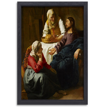 Christus in het huis van Martha en Maria - Johannes Vermeer canvas met baklijst