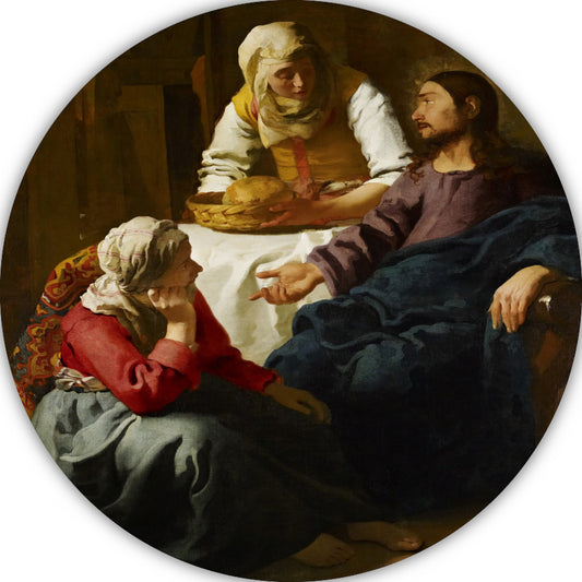Christus in het huis van Martha en Maria - Johannes Vermeer aluminium muurcirkel