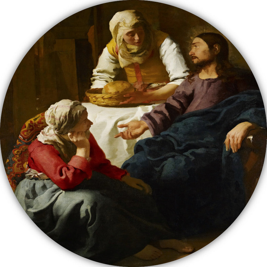 Christus in het huis van Martha en Maria - Johannes Vermeer aluminium muurcirkel