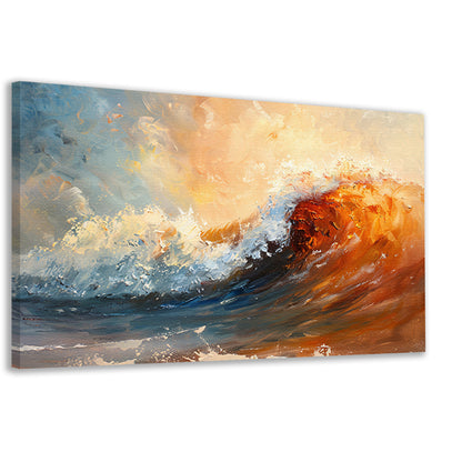 Dynamisch impressionistisch schilderij van een golf canvas