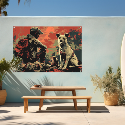 Zonsondergang met Hond en Bewaker tuinposter