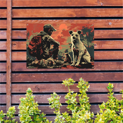 Zonsondergang met Hond en Bewaker tuinposter
