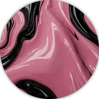 Abstracte Glans van Roze en Zwarte Golven forex muurcirkel
