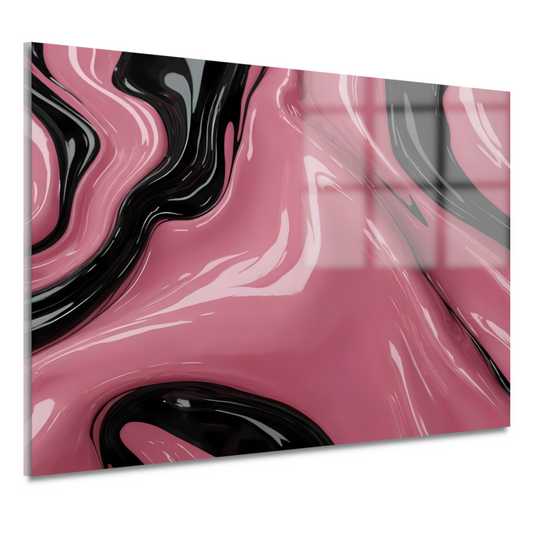 Abstracte Glans van Roze en Zwarte Golven acrylglas