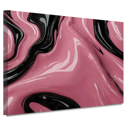 Abstracte Glans van Roze en Zwarte Golven canvas