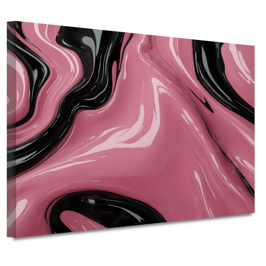 Abstracte Glans van Roze en Zwarte Golven canvas
