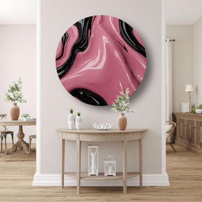 Abstracte Glans van Roze en Zwarte Golven forex muurcirkel