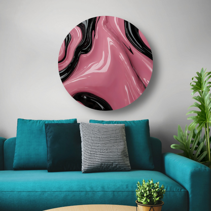 Abstracte Glans van Roze en Zwarte Golven forex muurcirkel