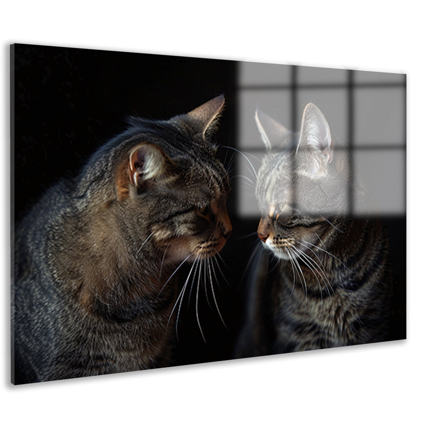 Twee katten in een donkere omgeving acrylglas