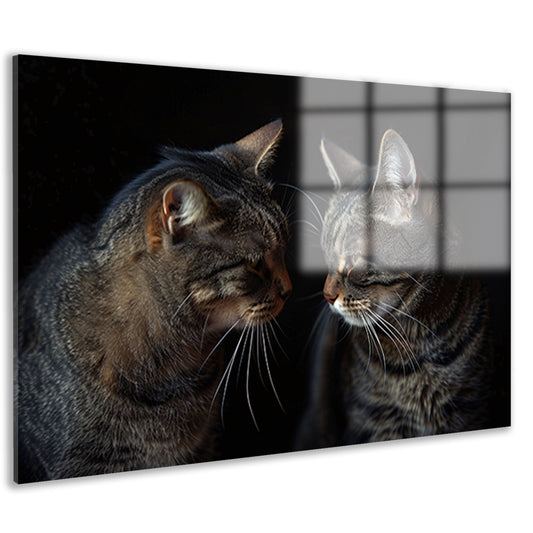 Twee katten in een donkere omgeving acrylglas