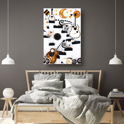Kleurrijke Pop Art Gitaar met Maan acrylglas