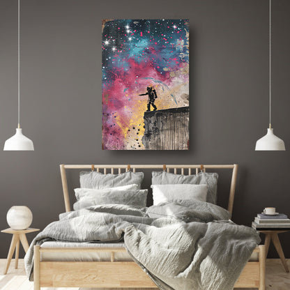 Astronaut Springt in Levendige Kosmos canvas