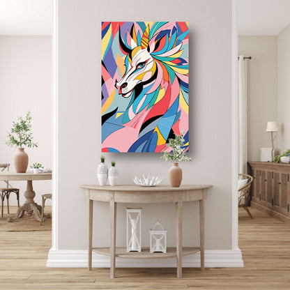 Kleurrijk abstract paard in kubistische stijl poster
