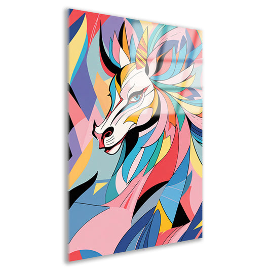 Kleurrijk abstract paard in kubistische stijl acrylglas