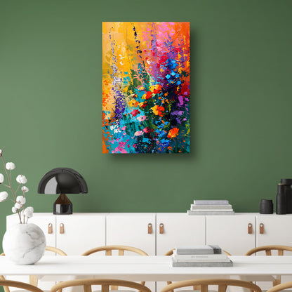 Kleurrijk abstract bloemenweide schilderij acrylglas