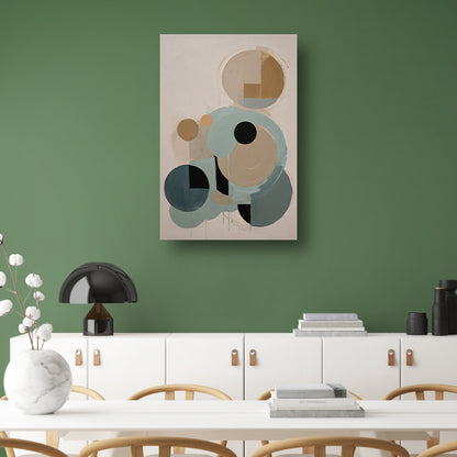 Geometrische Abstractie in Beige en Blauw canvas