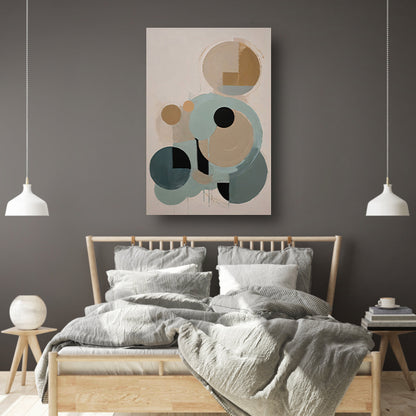 Geometrische Abstractie in Beige en Blauw canvas