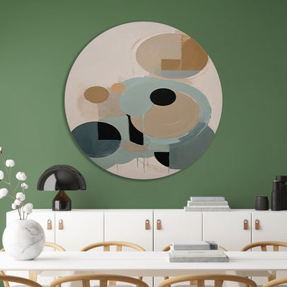 Geometrische Abstractie in Beige en Blauw forex muurcirkel