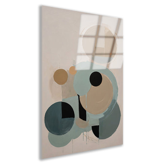 Geometrische Abstractie in Beige en Blauw acrylglas