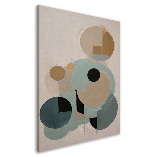 Geometrische Abstractie in Beige en Blauw canvas