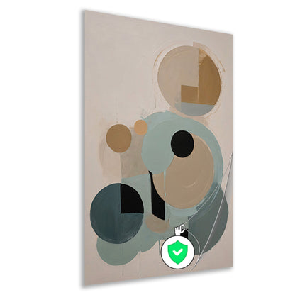 Geometrische Abstractie in Beige en Blauw poster