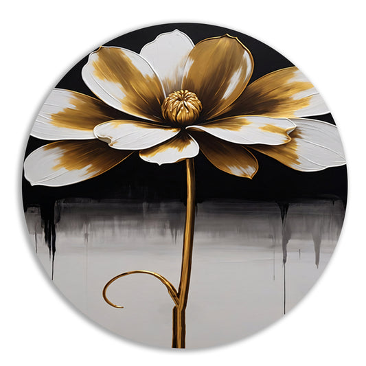 Abstract Golden Sepia Floral Art Piece aluminium muurcirkel