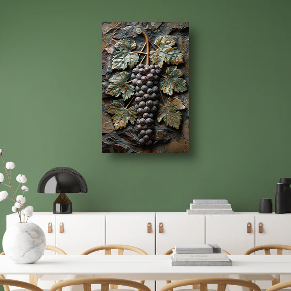 Druivenranken in Art Nouveau-stijl canvas met baklijst