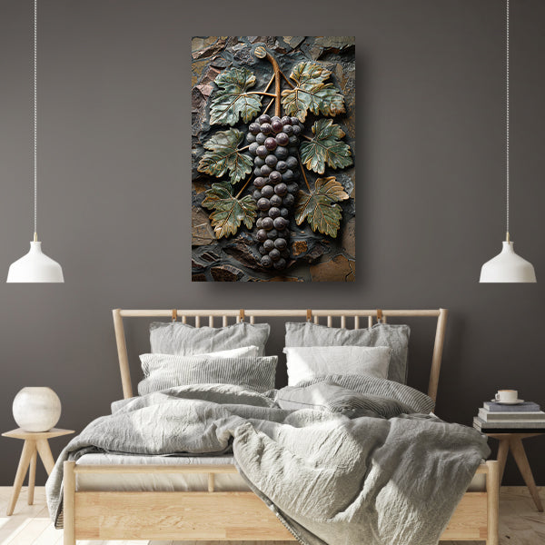 Druivenranken in Art Nouveau-stijl canvas met baklijst