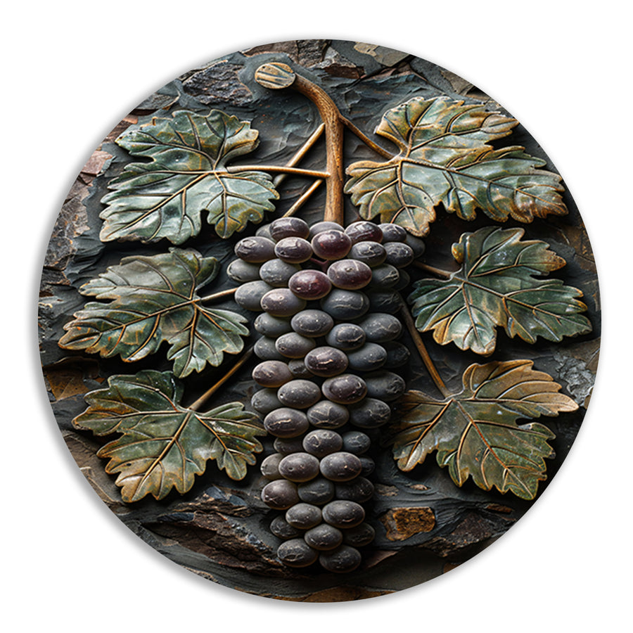 Druivenranken in Art Nouveau-stijl aluminium muurcirkel