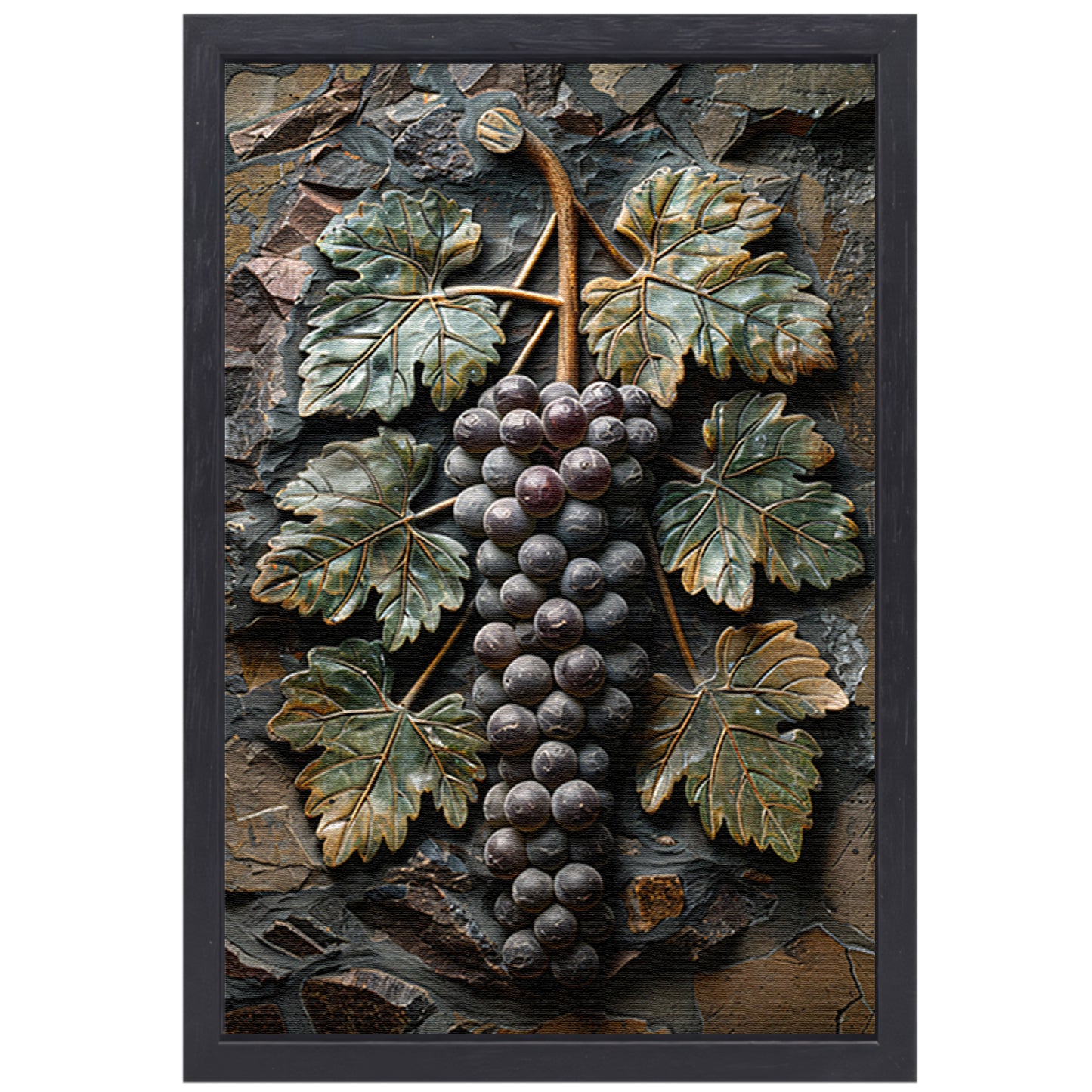 Druivenranken in Art Nouveau-stijl canvas met baklijst