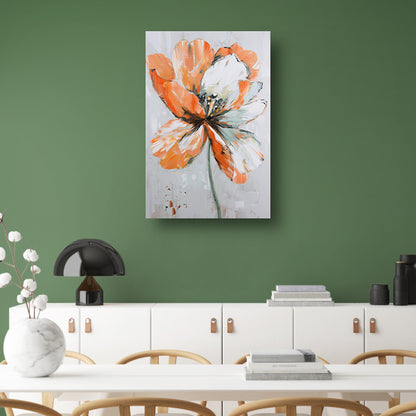 Abstracte bloem met levendige oranje tinten canvas