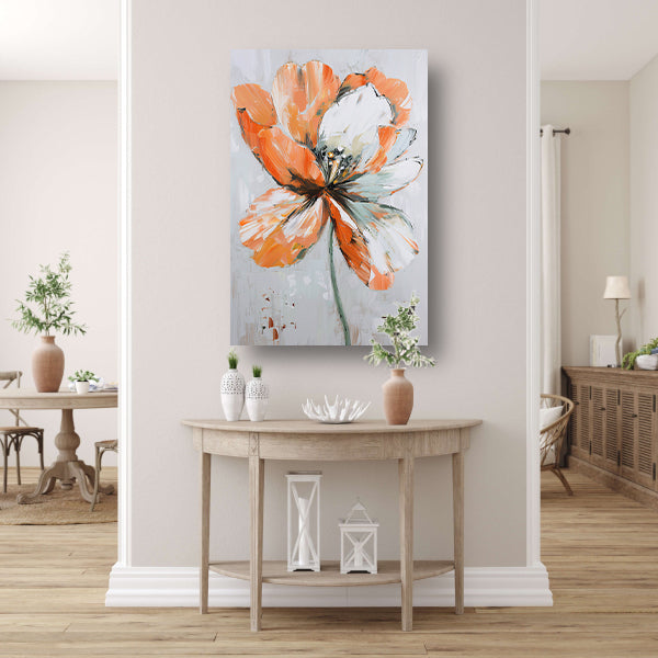 Abstracte bloem met levendige oranje tinten canvas